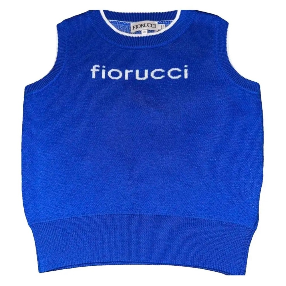 Fiorucci - Designer - Knit Sweater Vest - Blue - Size Small